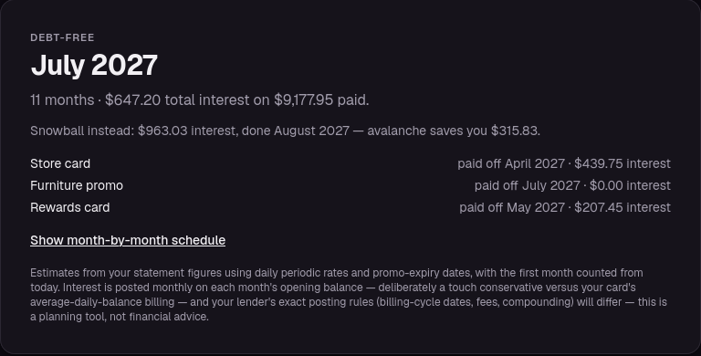 Payoff Lab: an actual sample result
